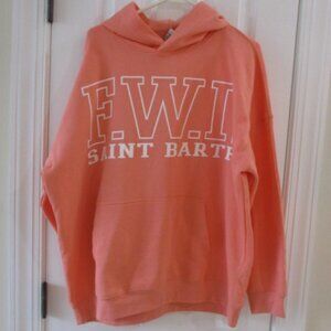 Orange Hoodie Sweatshirt FWI Saint Barths Unisex Sz Large